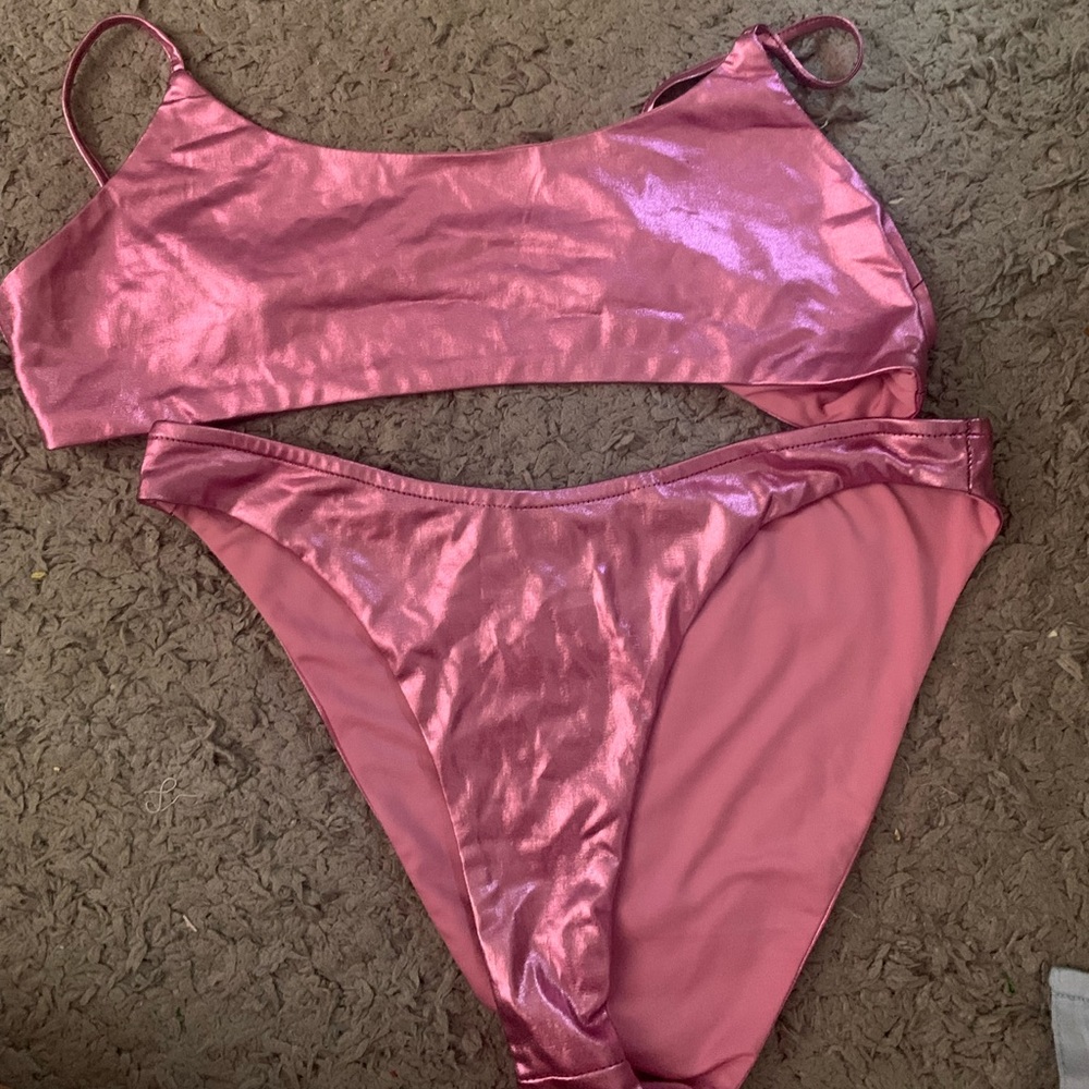 Superdown pink metallic bikini